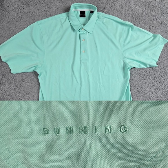 dunning Other - Dunning Golf Polo Shirt Mens Large Green Performance Stretch‎ Wicking